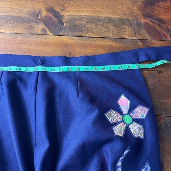 Vintage Wrap Long Skirt Blue White Patchwork Floral Gingham Plaid Women's Medium - Picture 8 of 13